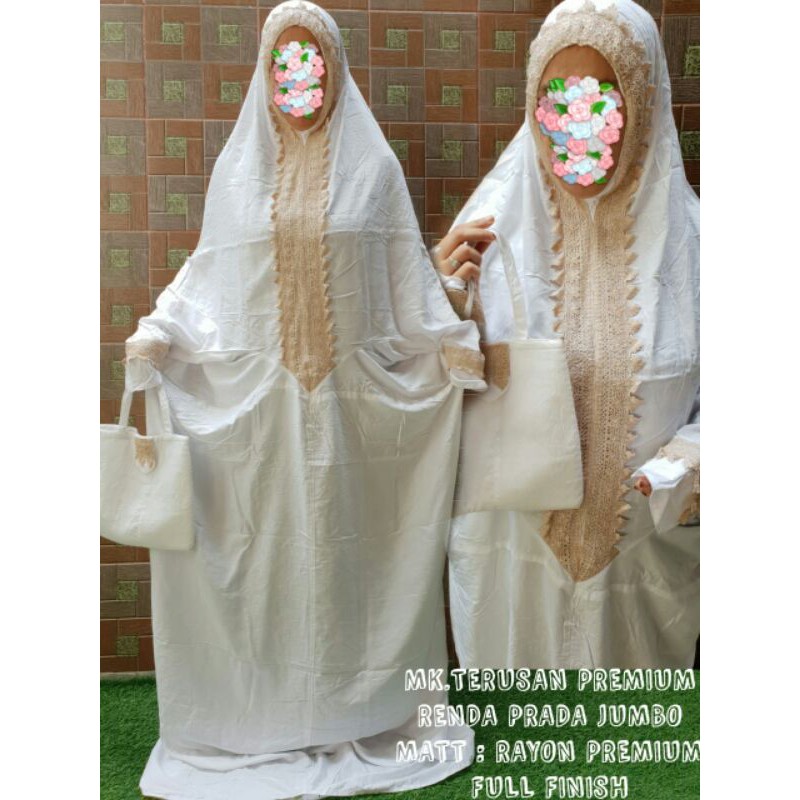 MUKENAH TERUSAN JUMBO RENDA PRADA