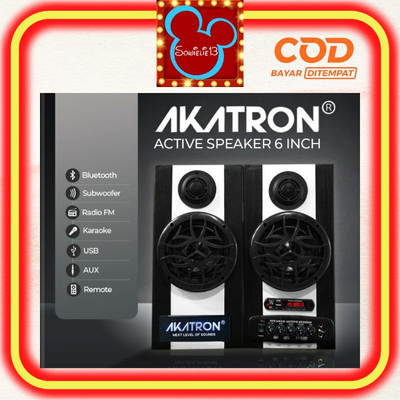 Speaker Aktif 6 INCH Bluetotooth+remote Akatron Bisa Karaoke Music Super BASS Subwoofer AUX Speaker