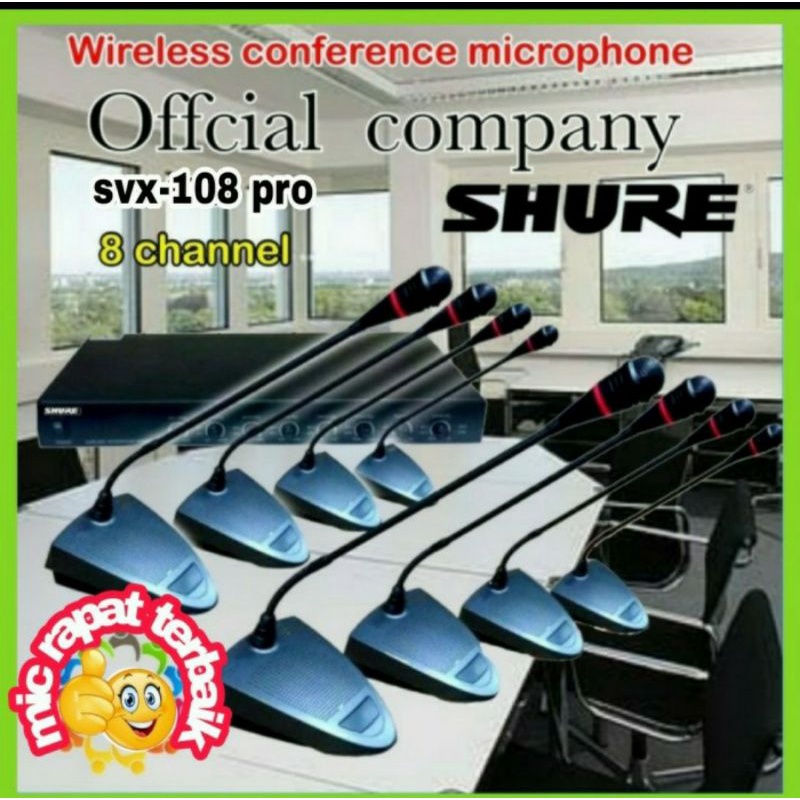 MIC MEJA SHURE SVX-108 PRO ISI 8 MIKROFON BEST UHF GARANSI 1 TAHUN