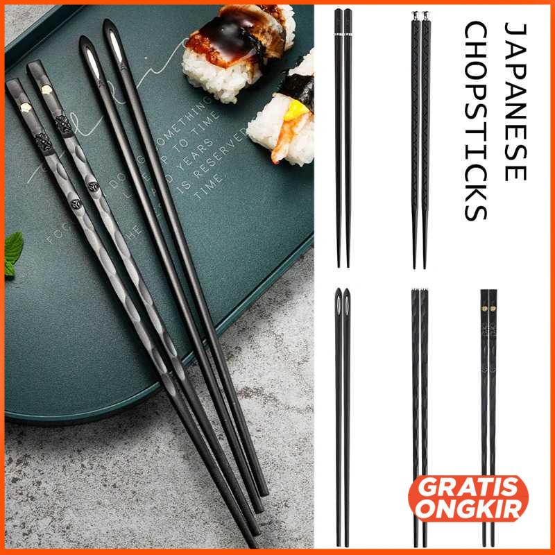 Alat Makan Sumpit Japanese Style Reusable Metal 5 Pasang - 01BPP