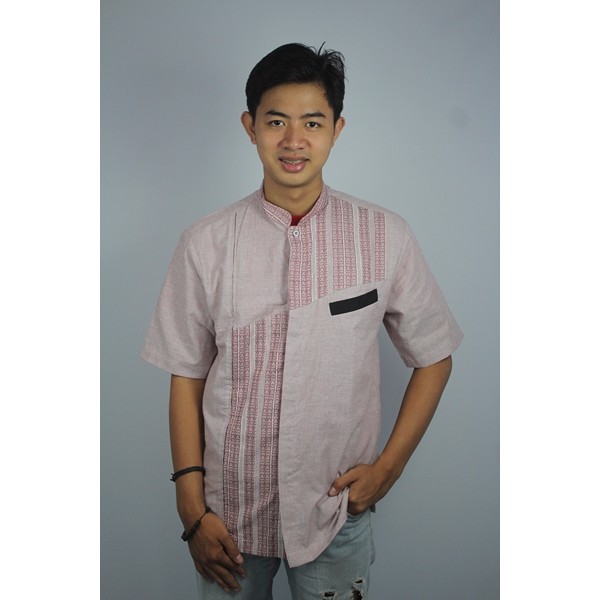 Baju koko pria casual kode ADH 27 Merah muda SQC