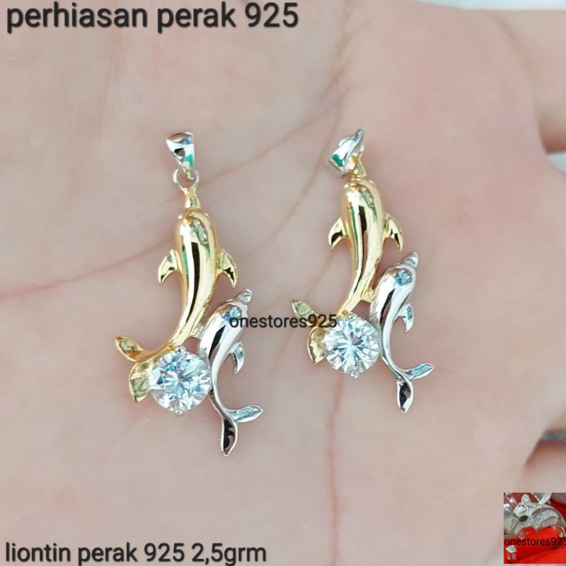 liontin Ikan perak 925 silver asli lapis emas