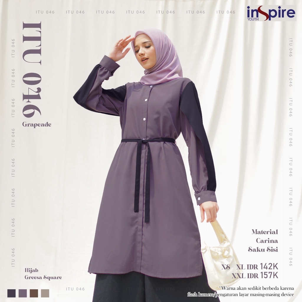 Inspire ITU 46 Atasan Tunik Bahan Carina Casual Outfit Baju Wanita Muslimah Polos