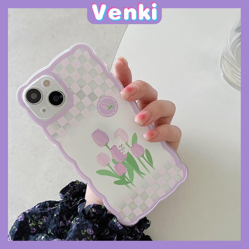 iPhone Case Silicone Soft Case Clear Case Wave Non-Slip Shockproof Camera Full Coverage Protection Purple Tulip Flower For iPhone 13 Pro Max iPhone 12 Pro Max iPhone 11 iPhone7Plus