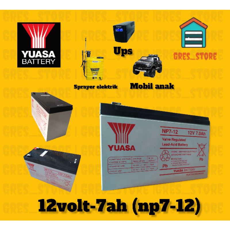 Baterai Aki UPS aki mobil motor mainan battery sprayer semprot YUASA 12volt 12v 7ah Yuasa 7ah original