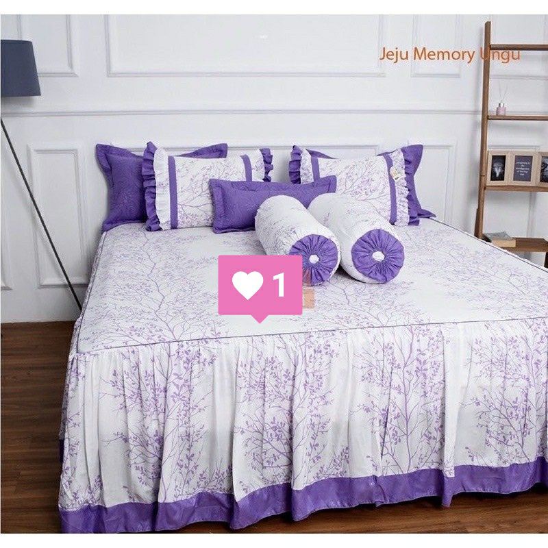 Sprei Rumbai Pengantin Katun Lokal Motif Jeju Memory Ungu by Katun Star