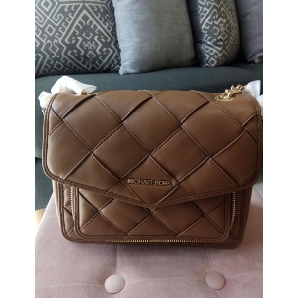 michael kors mk regina medium brown original authentic medium flap