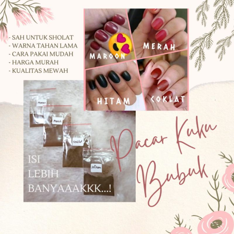 Nail Art Kuteks Halal Muslimah Kutek pacar kuku henna bubuk arab original