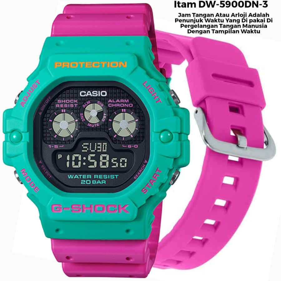 Cashback Jam Tangan Casio G-Shock Japan Movement Steel Tipe DW-5900DN Strap Rubber Jam Tangan Pria C