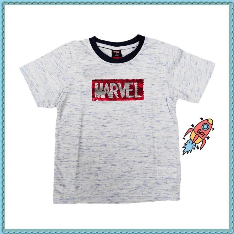 Nevada marvel flip sequin blue stripes kaos anak laki laki 2-3, 4-5 th