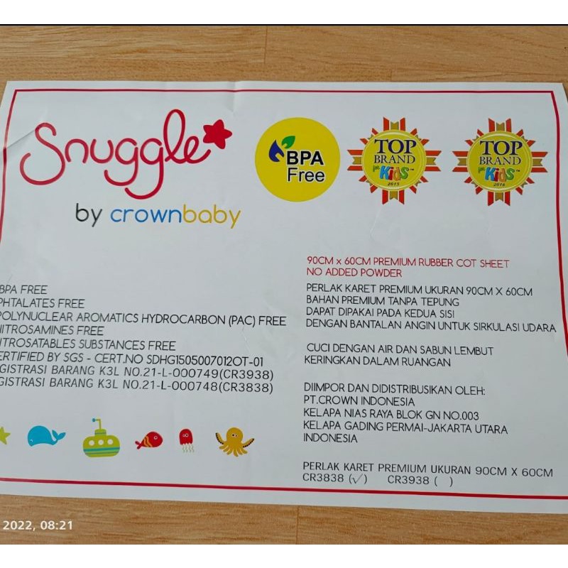 Perlak ompol Bayi snuggle polos 90 x 60