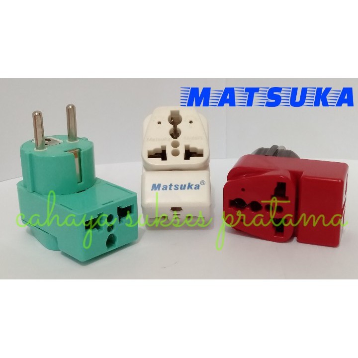 Universal Travel Adaptor/Over Steker Twin/Double Dengan Lampu Indikator TA 8873 Matsuka