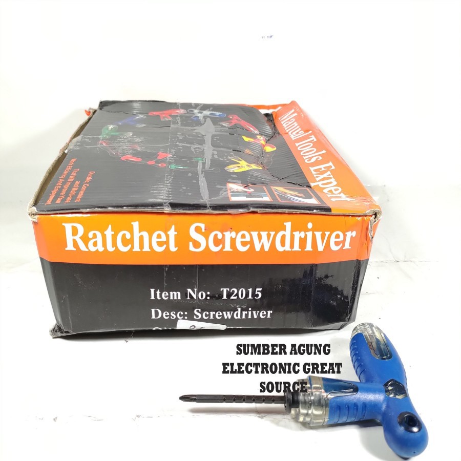 Obeng T T2015 Bolak Balik Plus Minus Ratchet Screwdriver Anti Karat