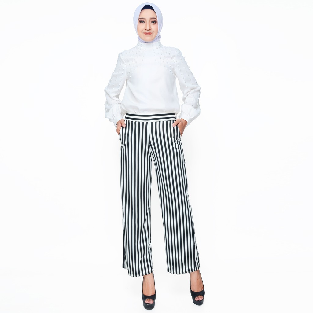 Celana Kulot Panjang  Corak Salur Muslim Wanita Model Terbaru - XSHOP Lidia