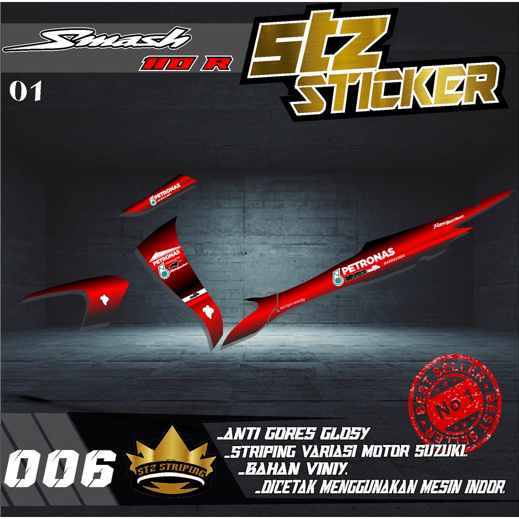 (BISA COD) STZ 006.Stiker motor suzuki smash 110 SR . Sticker striping variasi list motor suzuki sma