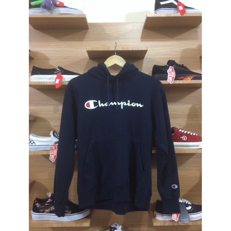 100% Original Hoodie Champion Script Logo Navy