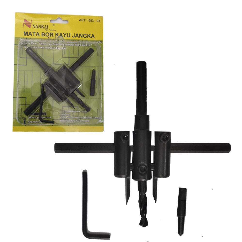 

Nnakai jangka pembolong kayu/triplek/tipblok Adjustable circle hole cutter