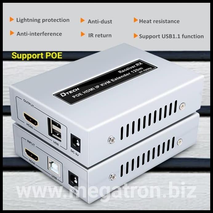 Hdmi + Ir + Usb Kvm Extender Over Lan (Via Router/Switch) Support Poe