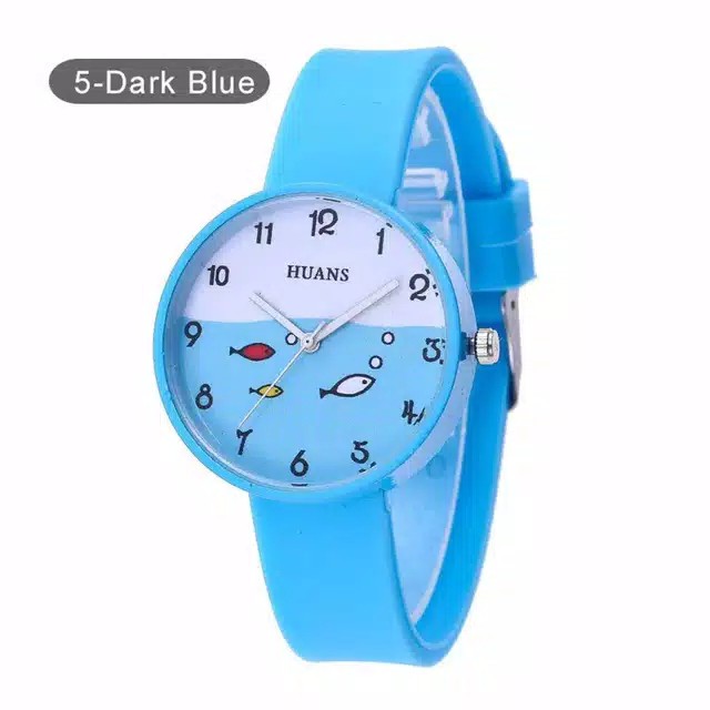 Jam Tangan Anak Cewe/Cowo Sekolahan Fashion Korea Smile Fish Rubber