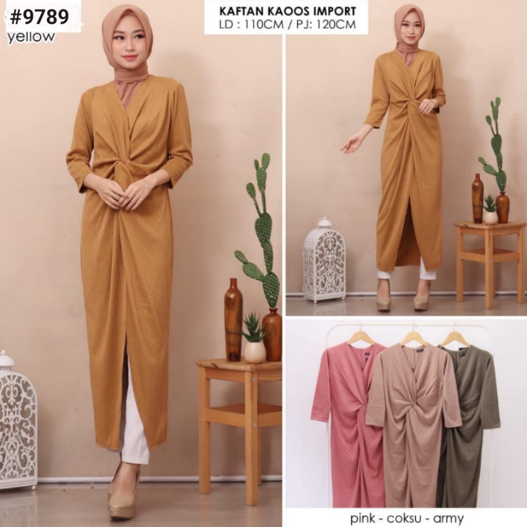 PGMTA - Kaftan Kaos Import ADV 9789 Import Wanita Muslim Fashion Wanita Hijab Terlaris