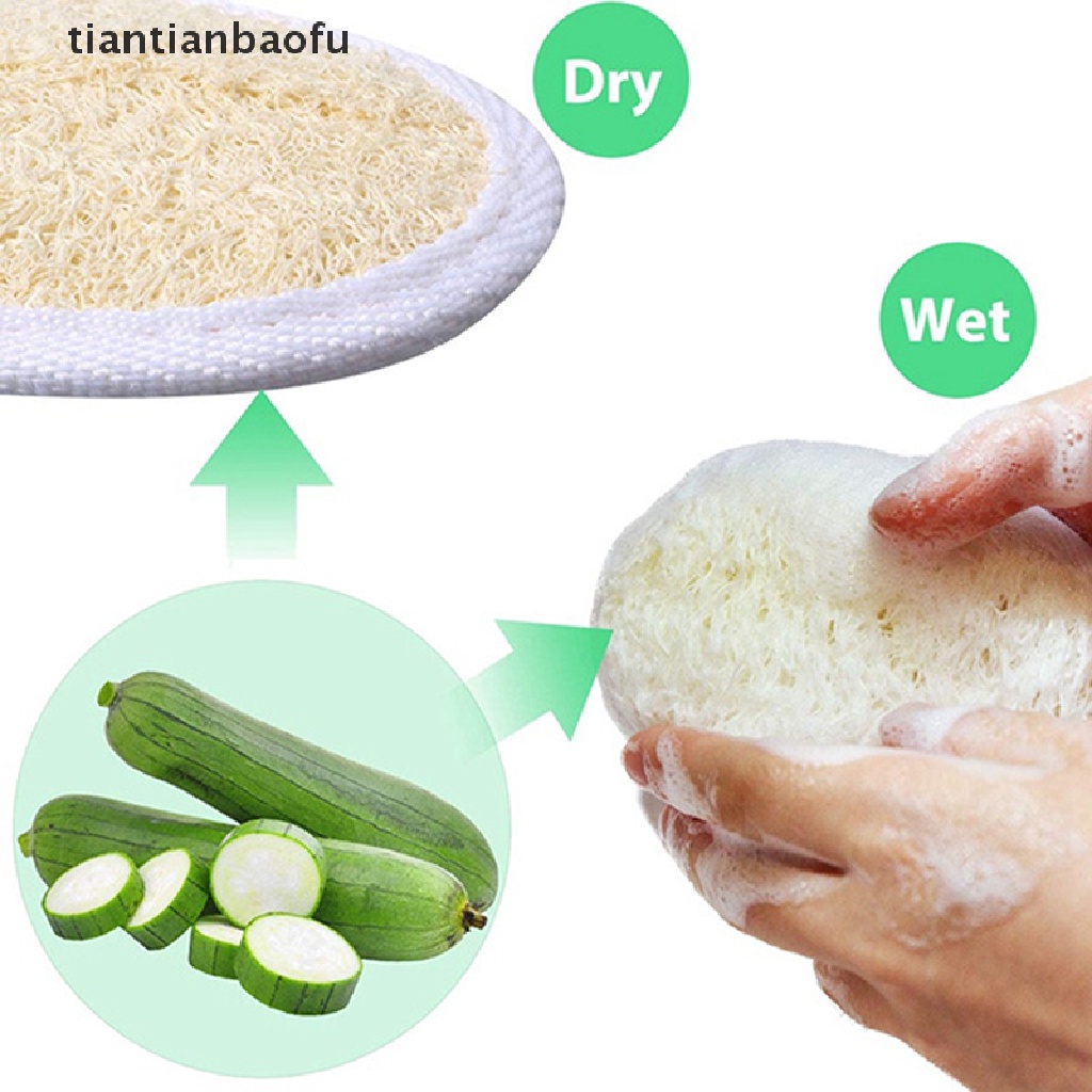 [tiantianbaofu] Natural Loofah Sponge Exfoliating Bath Gloves Disc Pad Facial Cleaning Brush Boutique