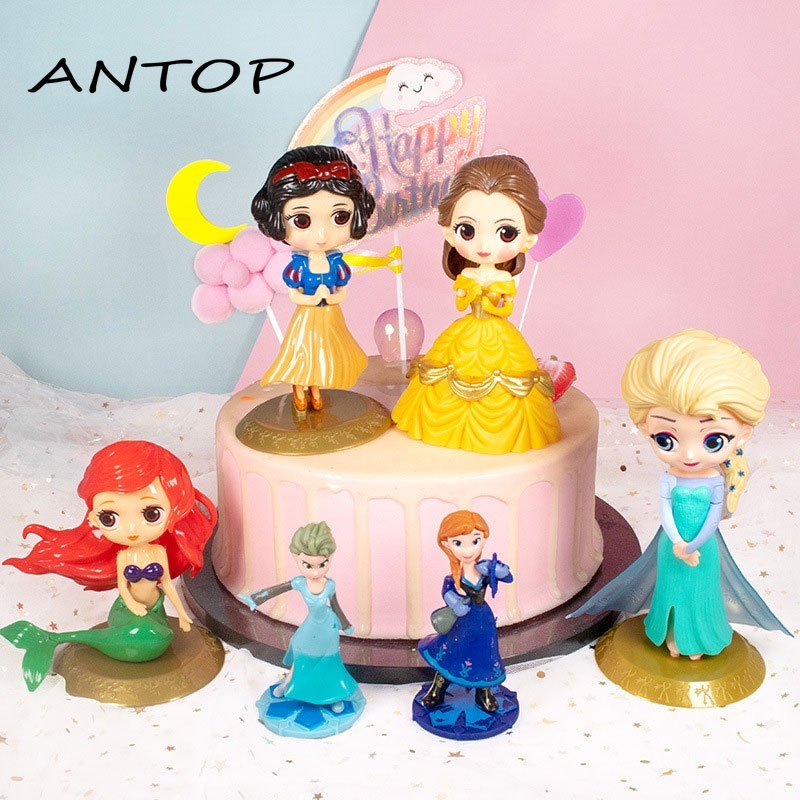 Boneka Action Figure Kartun Princess Lucu 4 Desain Untuk Dekorasi Topper Kue ANTOP