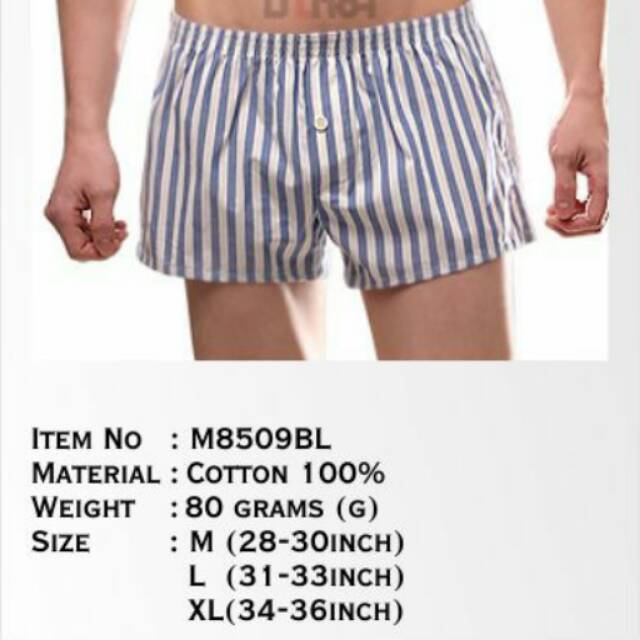 Celana Dalam Pria Uzhot Short Striped Cotton Pants M8509 Blue