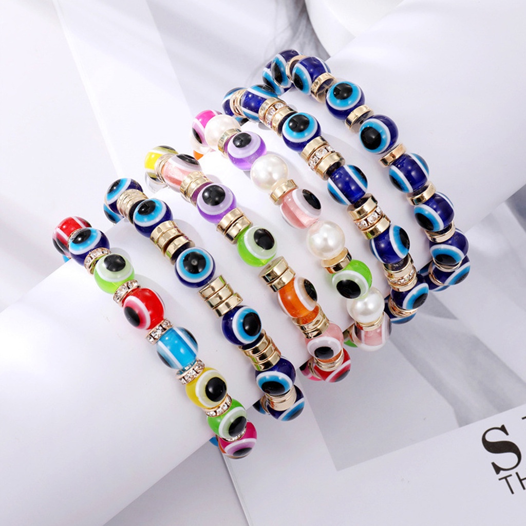 Gelang Manik-Manik Evil Eye Handmade Warna-Warni Bahan Resin Untuk Pria Dan Wanita