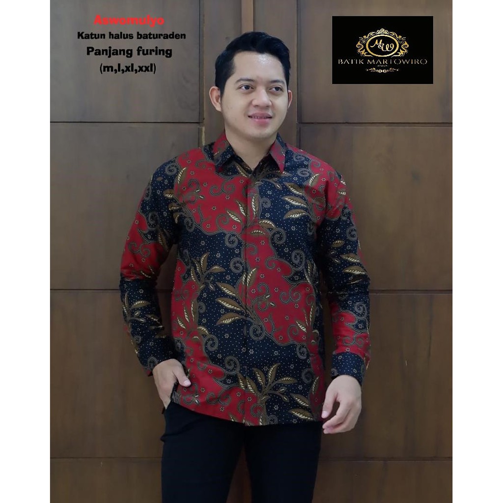 ASWOMULYO kemeja batik pria lengan panjang terbaru ORIGINAL BY MARTOWIRYO