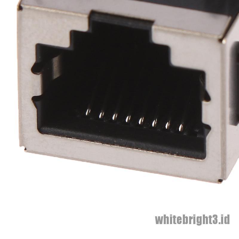 &lt; White3 &gt; 10PCS Konektor Jack Papan PCB Female Sudut Kanan 8 Pin RJ45 Bahan Metal