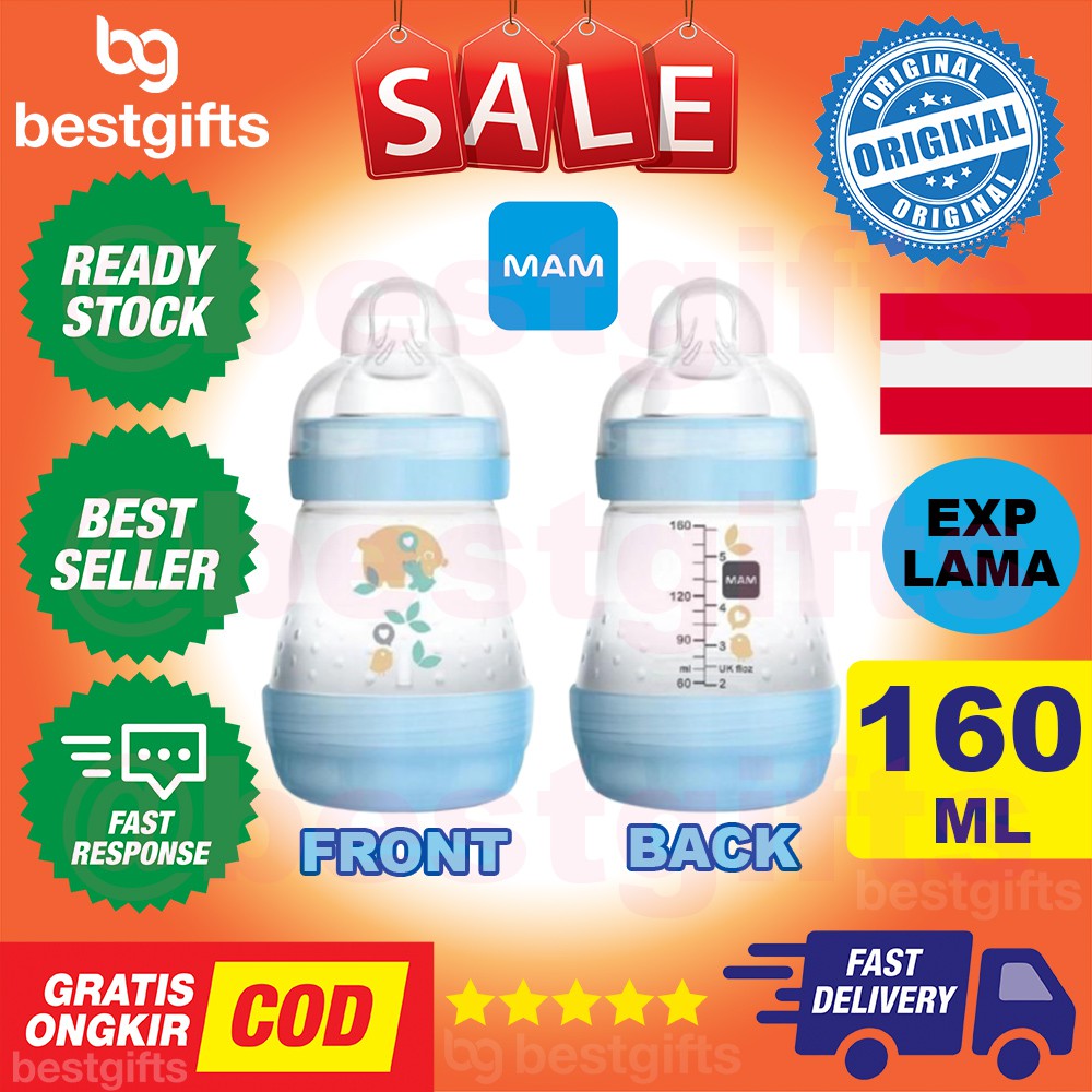 MAM ANTI COLIC MILK BOTTLE 160ML IVORY BOTOL SUSU AMAN TAHAN PANAS KOLIK SEDAK DOT BAYI ANAK 160 ML