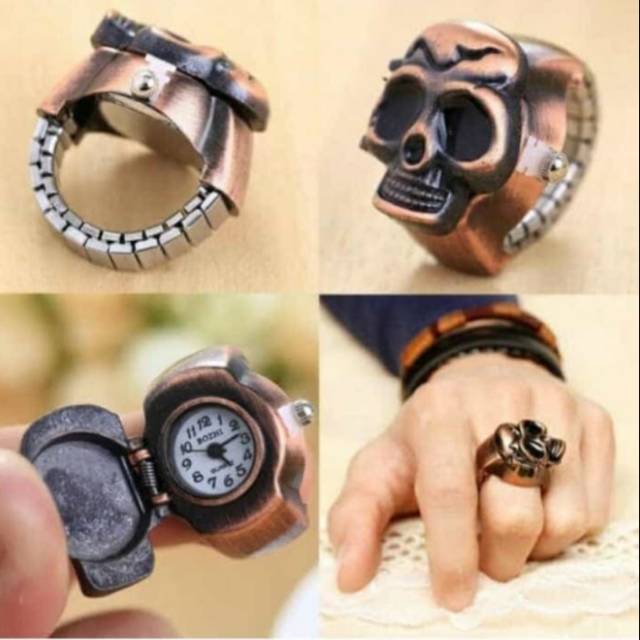 Cincin Jam Jari Pria Wanita Motif Tengkorak-Import
