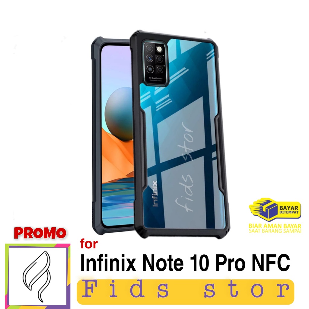 PROMO 3in1 CASE SHOCKPROOF +TEMEPERED GLASS FULL COVER BLACK+LENS CAMERA For INFINIX NOTE 10 Pro NFC