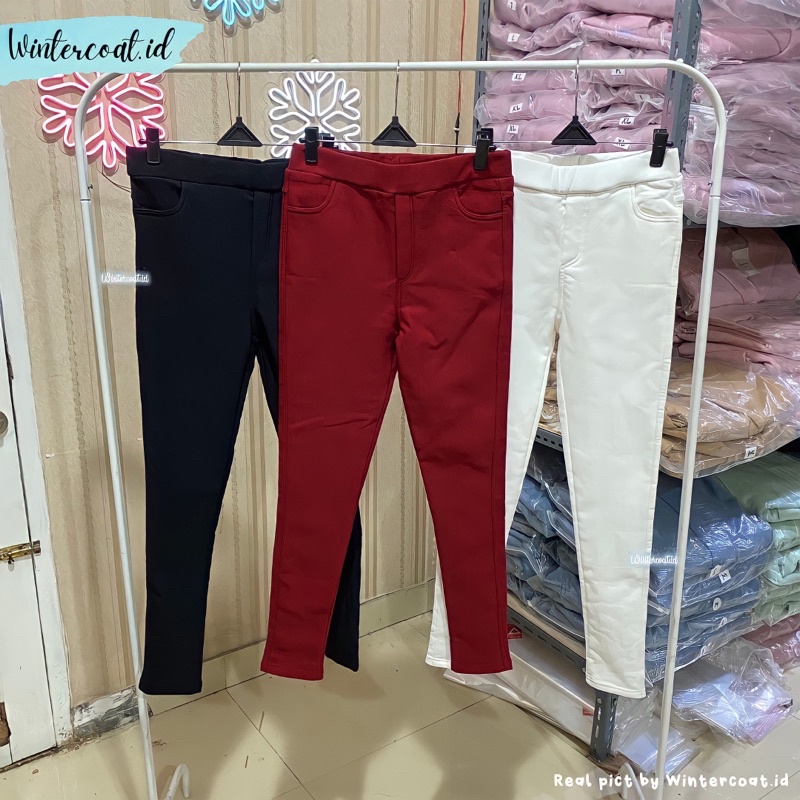 Celana winter wanita jeans denim legging jegging musim dingin import cewek hangat slim skinny