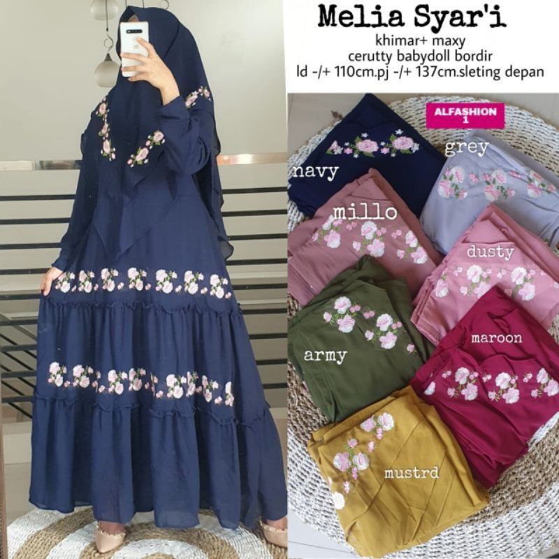 MELIA SYARI/GAMIS CRUTY BEBYDOL BORDIR MEWAH