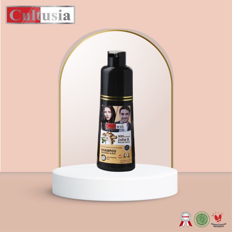 Cultusia Coloring Shampoo Original Black WithEkstrak Jahe &amp; Minyak Zaitun 160ml