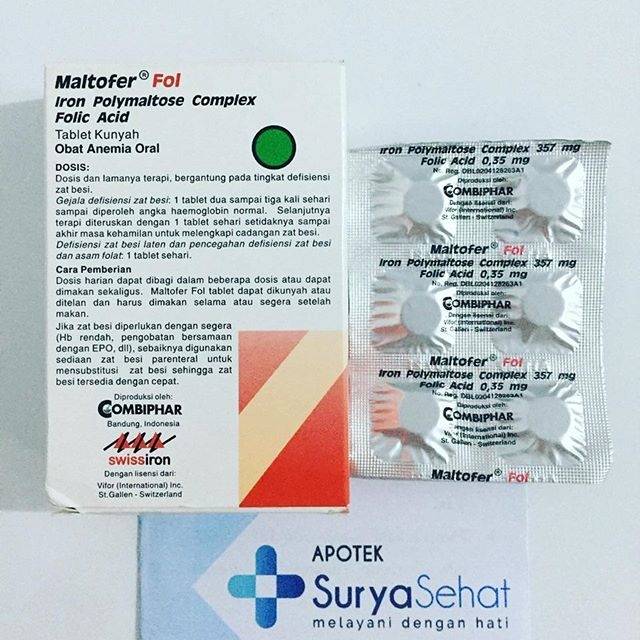 Maltofer® Fol obat anemia oral 1 box isi 30 tablet kunyah (tambah darah)