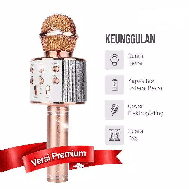 ORIGINAL Mic Microphone WS858 WS-858 Portable Mikrofon Bluetooth Wireless Speaker Mik Karaoke