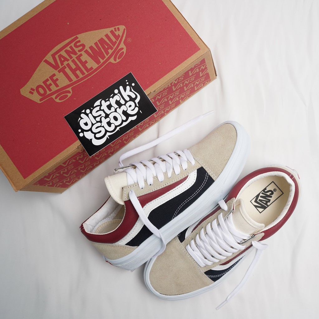 vans old skool retro block white red blue