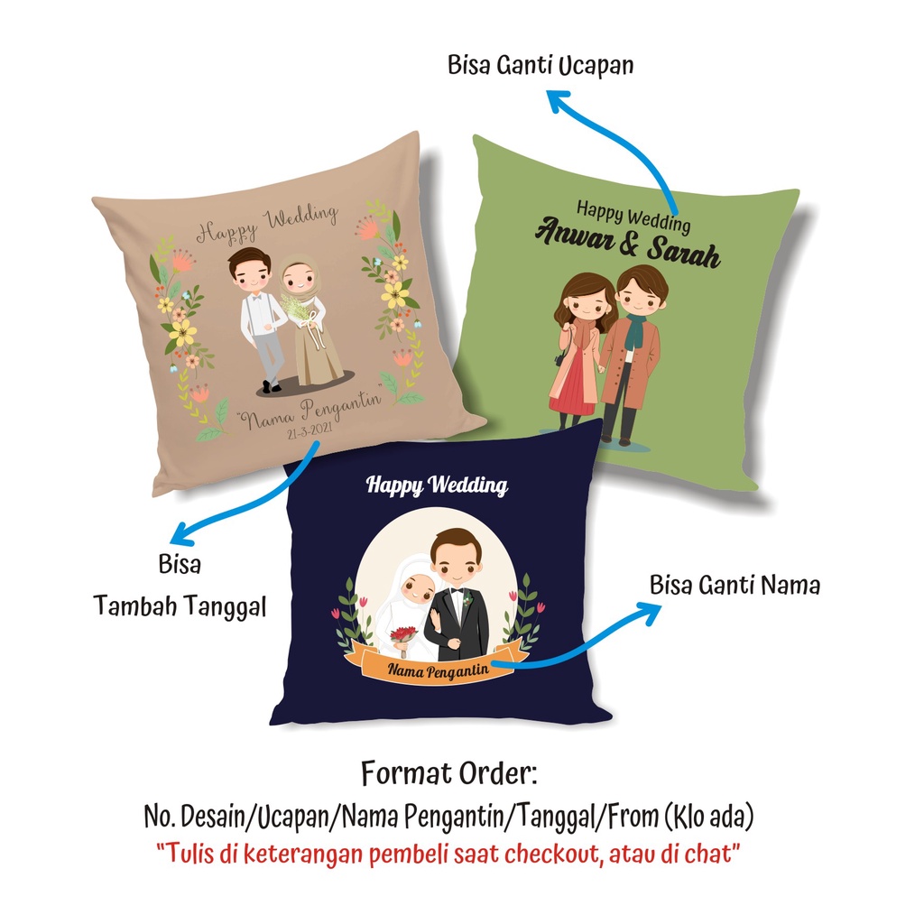 Bantal Kado Pernikahan / Bantal Custom Wedding Anniversary