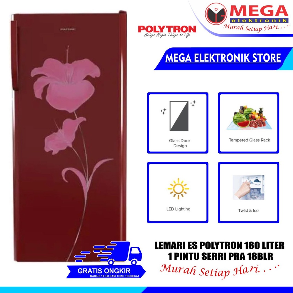 LEMARI ES POLYTRON 1 PINTU PRA-18BLR/B / PRA 18BL R/B / PRA18BLR/B KULKAS MURAH