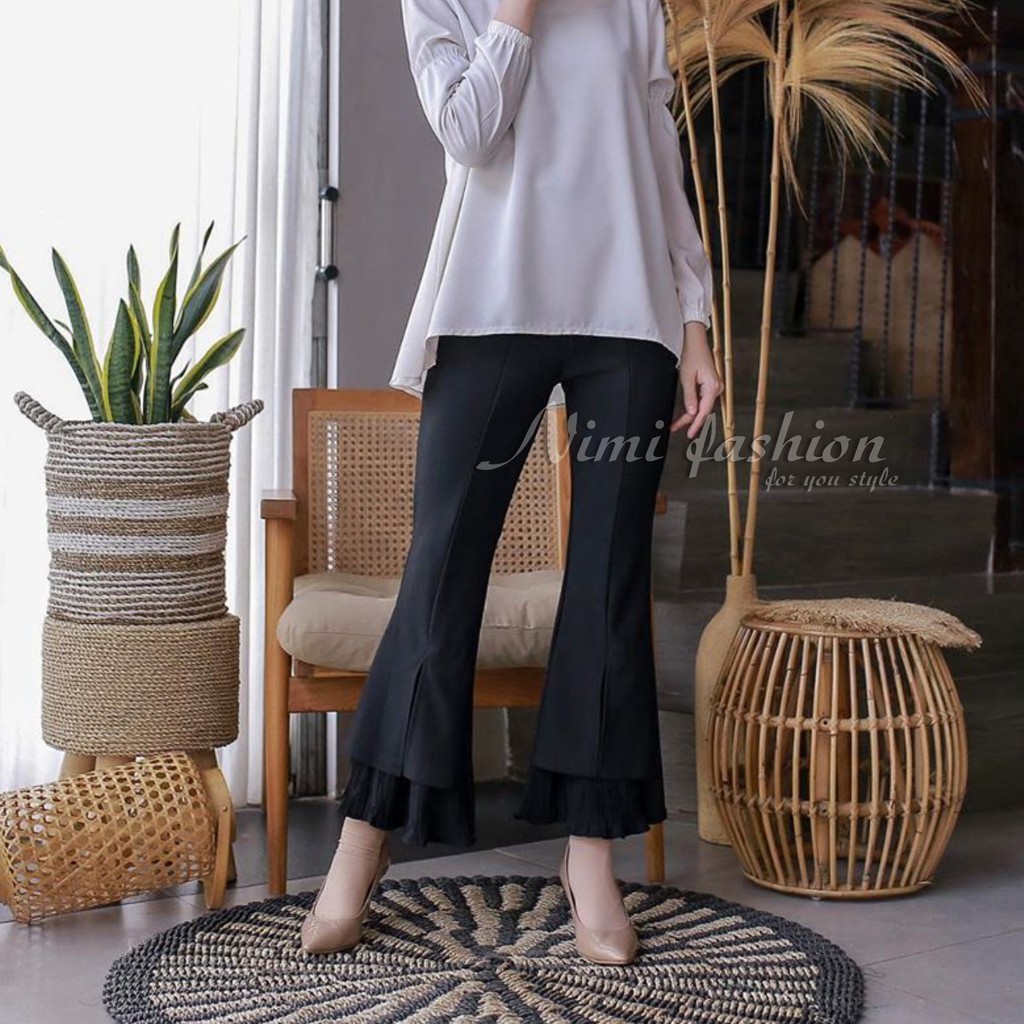 NIMI - Fayola Pants Celana Cutbray Scuba Celana Scuba Import Bawahan Cutbray HighWaist Office Pants