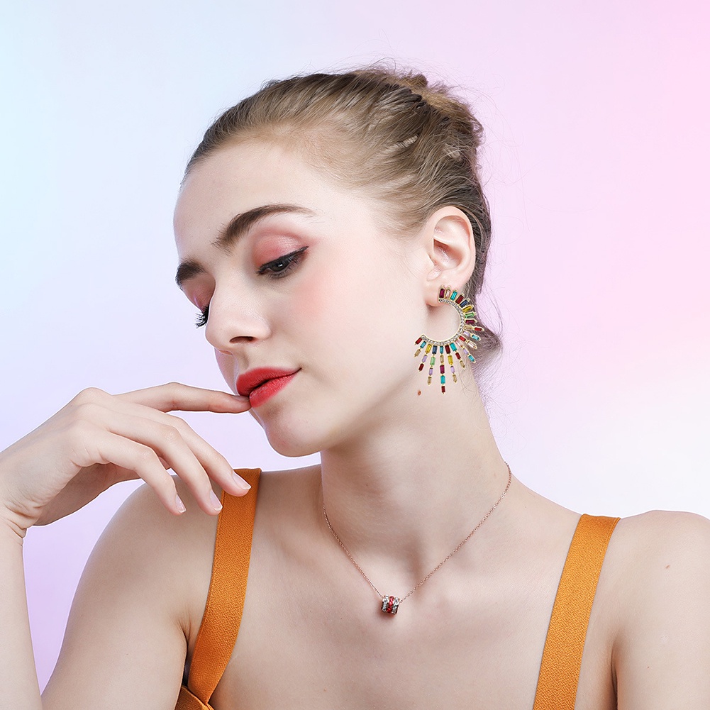 Hu Hu Hu Hu Hu Alat Bantu Pasang Kacamata♡ Anting Tusuk Bentuk C Desain Bunga Matahari Aksen Berlian Imitasi Untuk Wanita