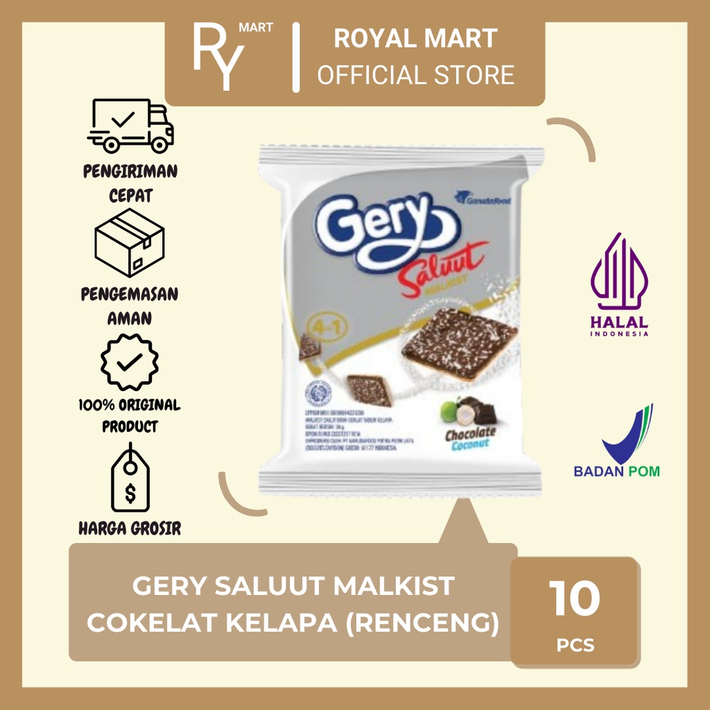 Jual Gery Saluut Malkist Coklat Tabur Kelapa 18gr X 10s Indonesiashopee Indonesia 1490