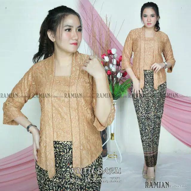 Gallery Kebaya - Setelan kebaya kutubaru brukat pendek mix rok plisket / kebaya modern / traditional