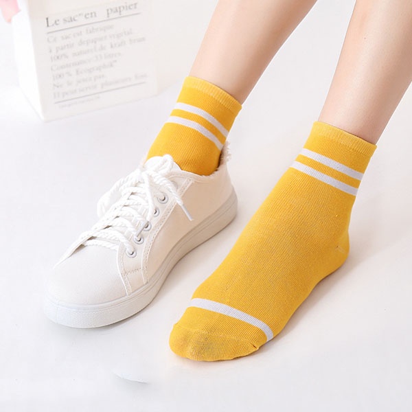 Kaos Kaki Motif Garis Panjang Korea Import Ankle Cute Panjang / TS-21