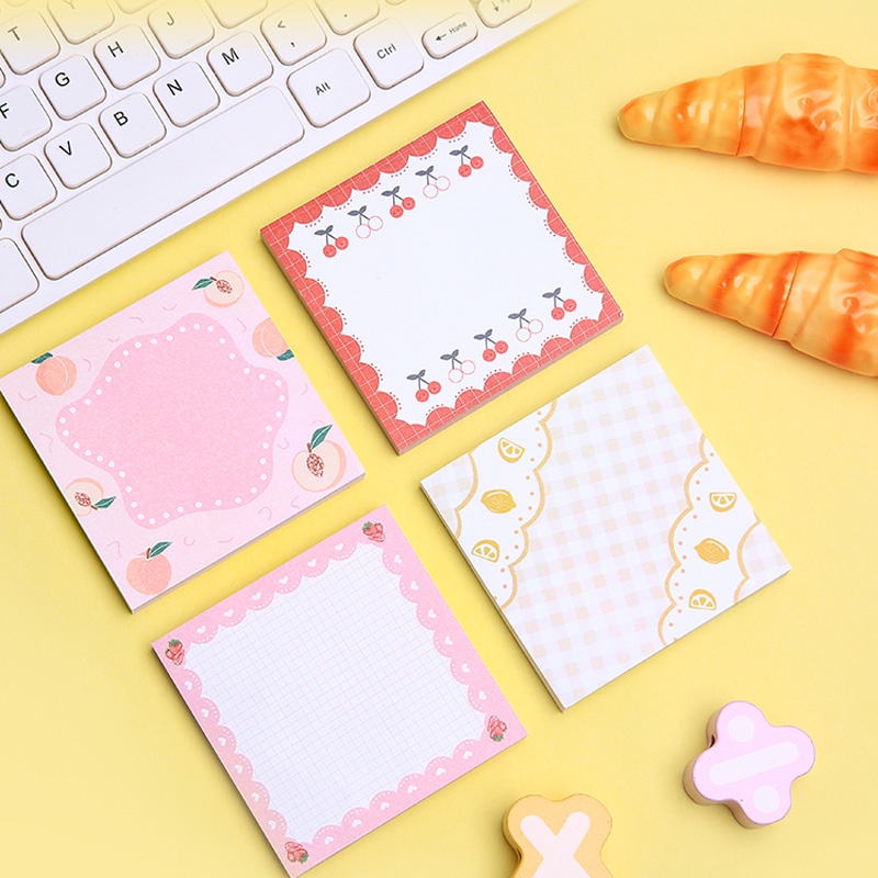 80 Lembar Sticky Notes Seri Buah Lucu Untuk Sekolah / Kantor