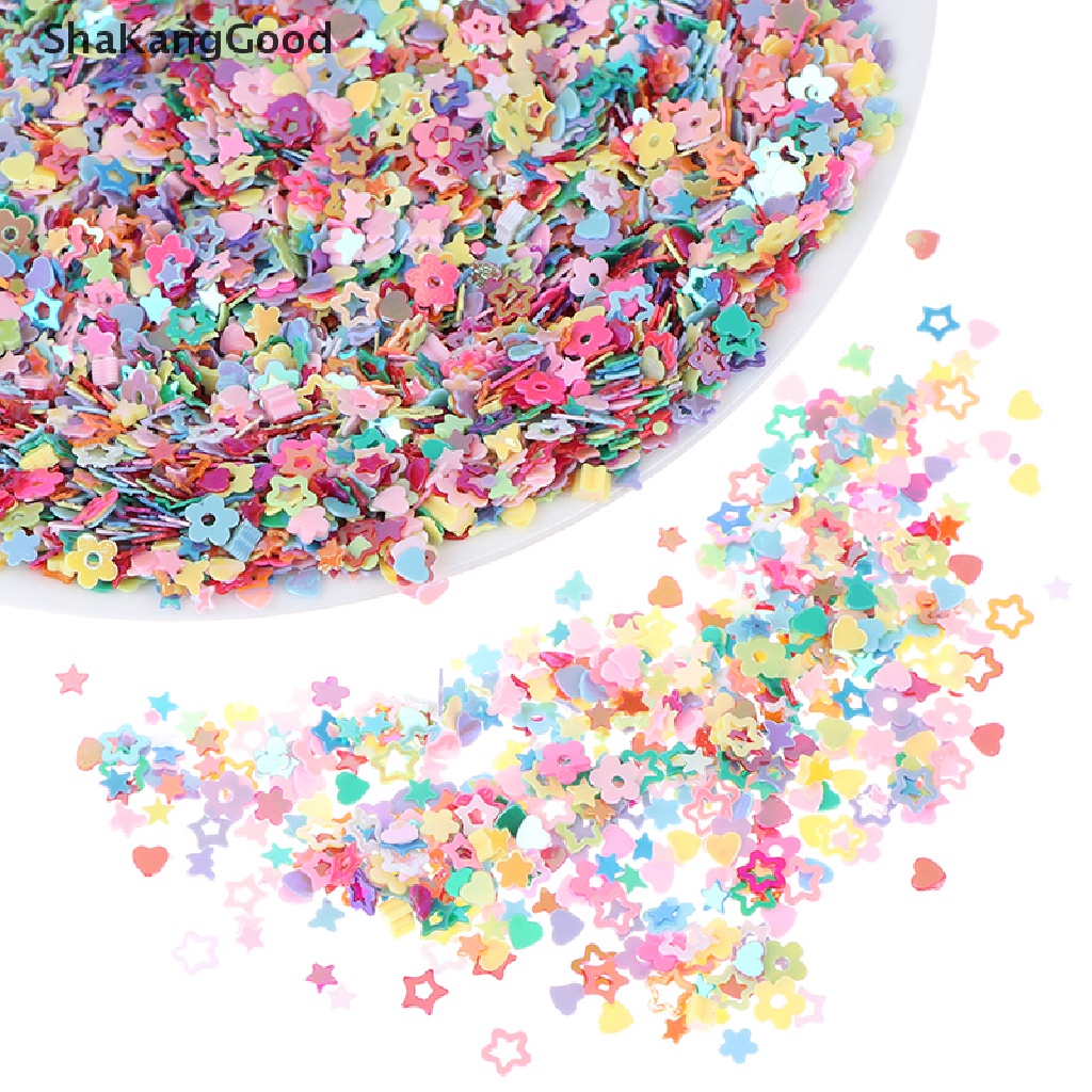 Glitter Flakes Bentuk Bintang Hati Bahan Resin Berat 15g Untuk Dekorasi