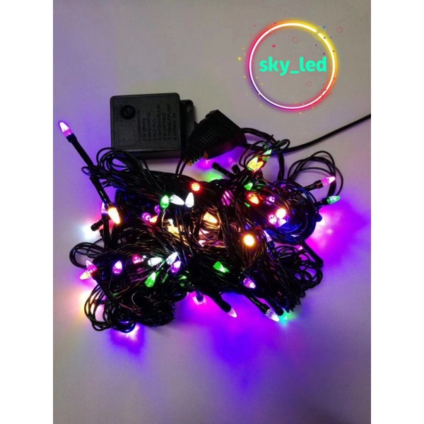 lampu tumblr/lampu natal led 10M /tumblr light/tumblr led 7warna lancip/roket/10M/ KABEL HITAM