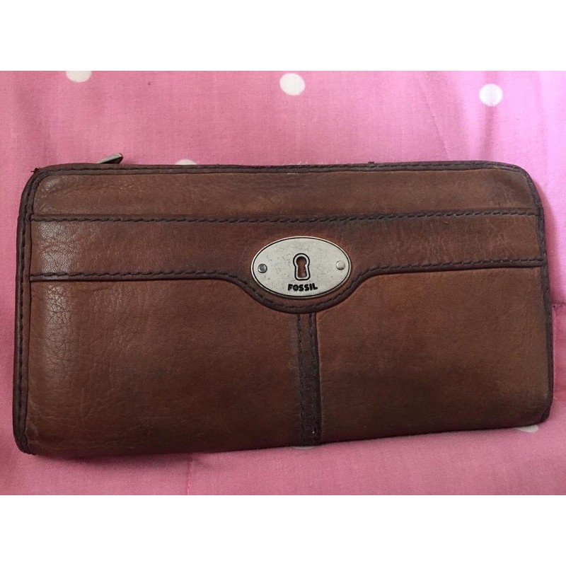 dompet fossil long wallet coklat preloved second bekas